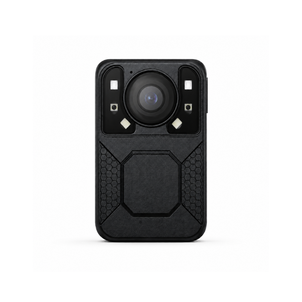 GuardTech Core Duty 1296P body worn camera, front view. 99g security guard body cam with 2-inch LCD screen. Canada.