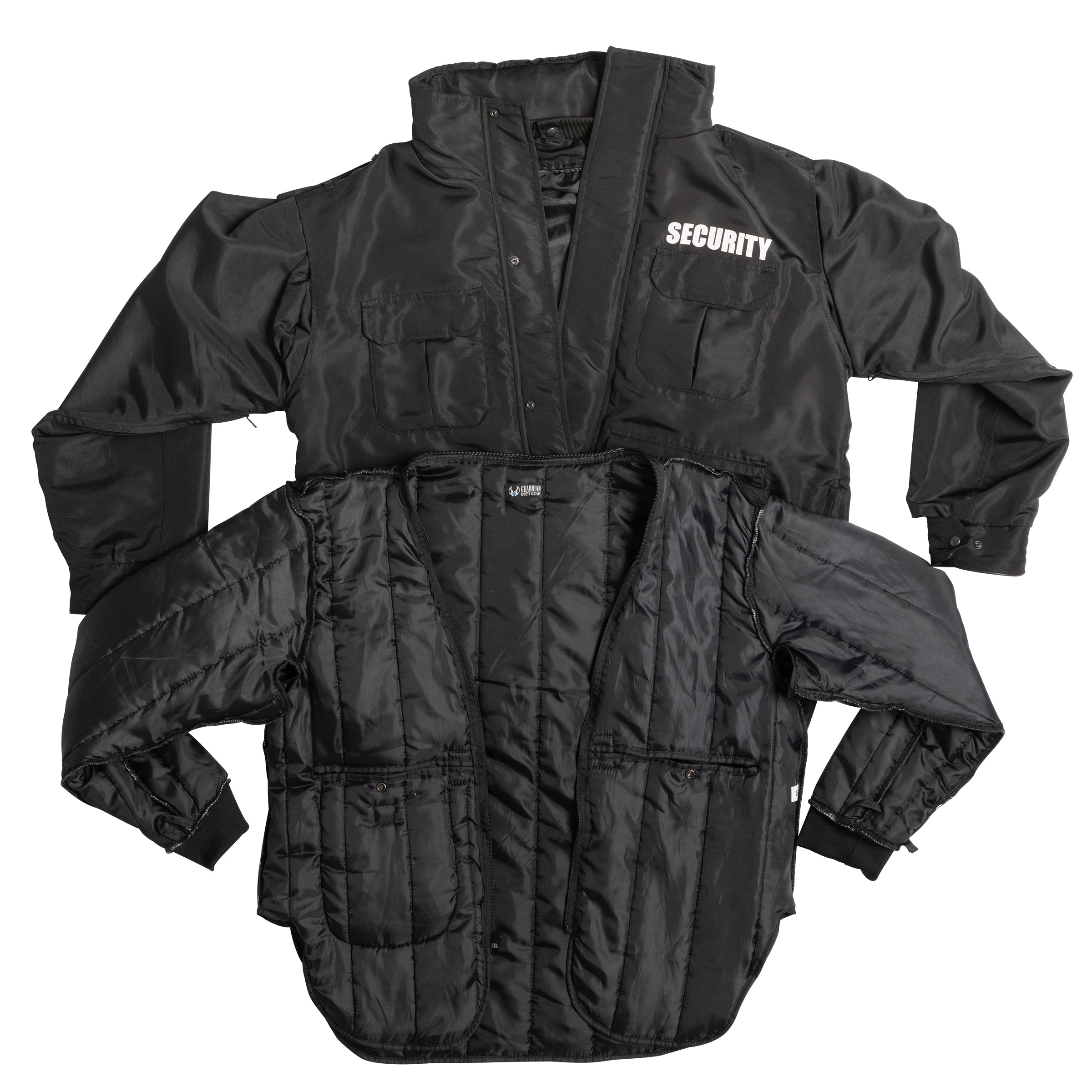 jacket for security guard black, security jacket with removable fleece liner