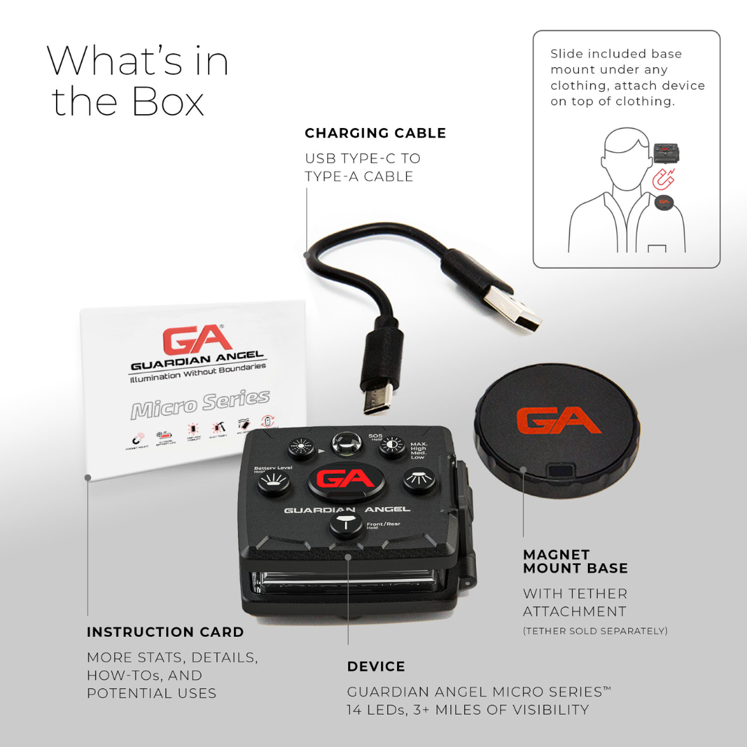 Guardian Angel Wearable Safety Light - Micro - Orange/White