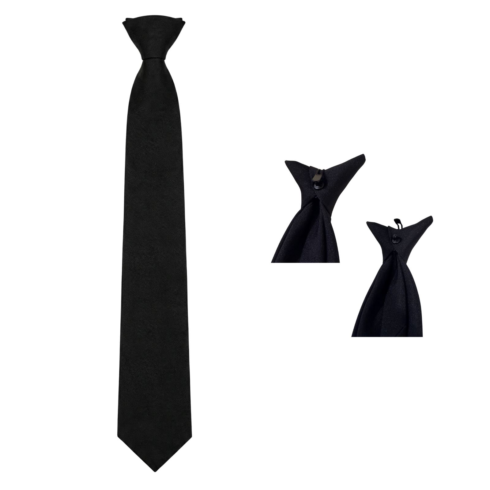 19" Black Clip-On Tie