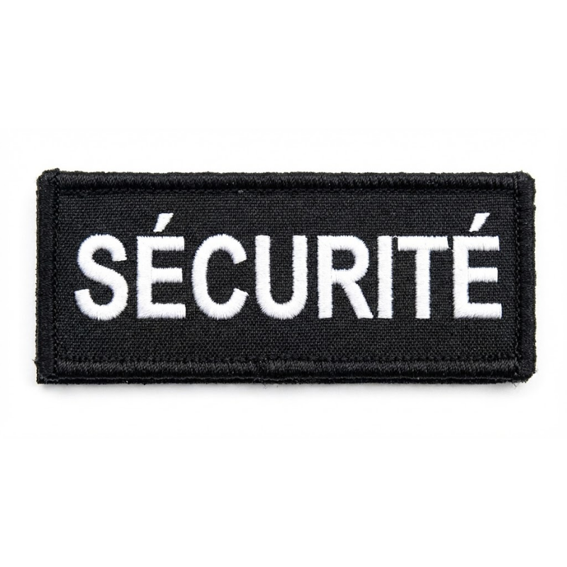 Small embroidered French Sécurité patch with Velcro backing for security uniforms and tactical gear