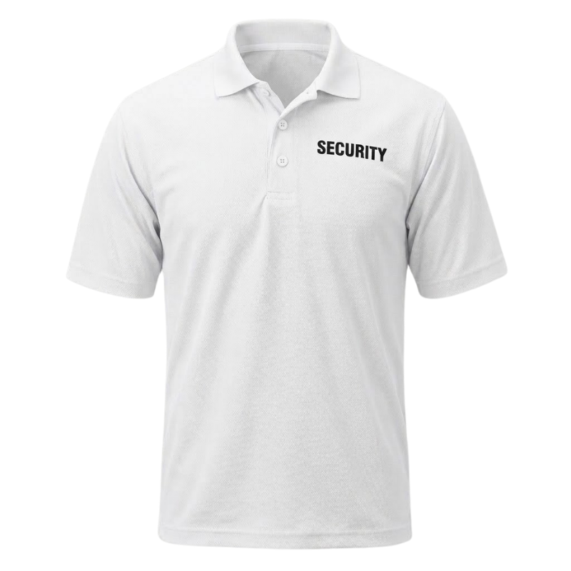 Premium White Moisture Wicking Golf Shirt w Security