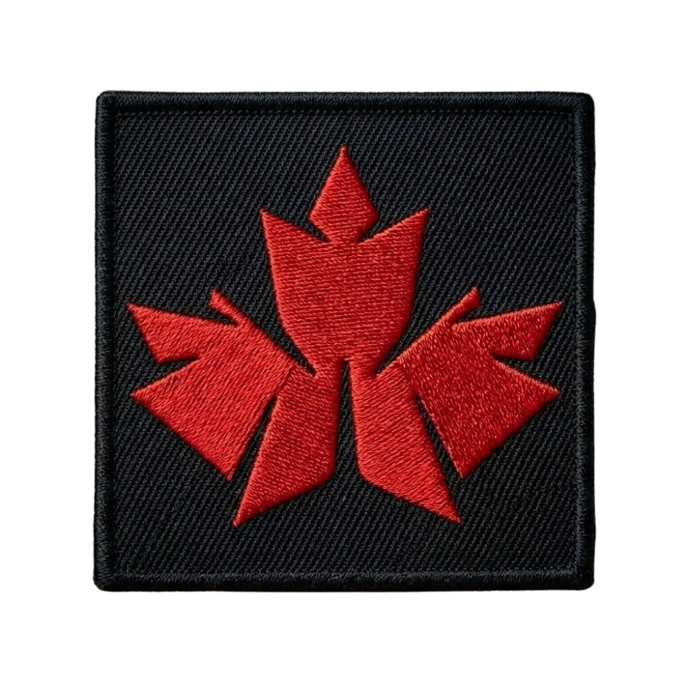 Tactical Maple Leaf Patch Black & Red w/ Velcro