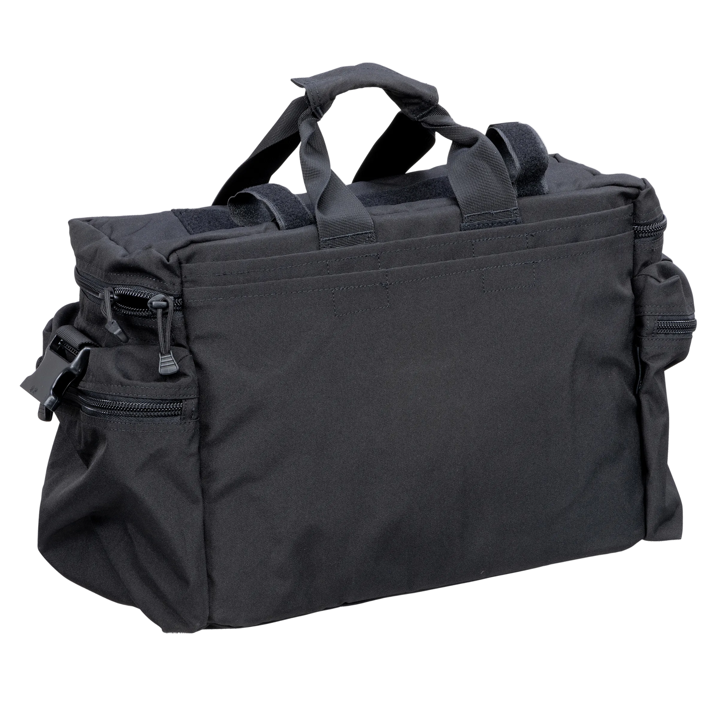 Guardian Duty Gear - Duty Bag - Back View. Showing molle attachment strips, handle, side pockets with zipper. 
