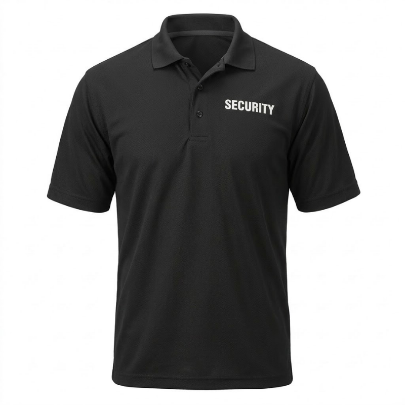 Premium Black Moisture Wicking Golf Shirt w Security