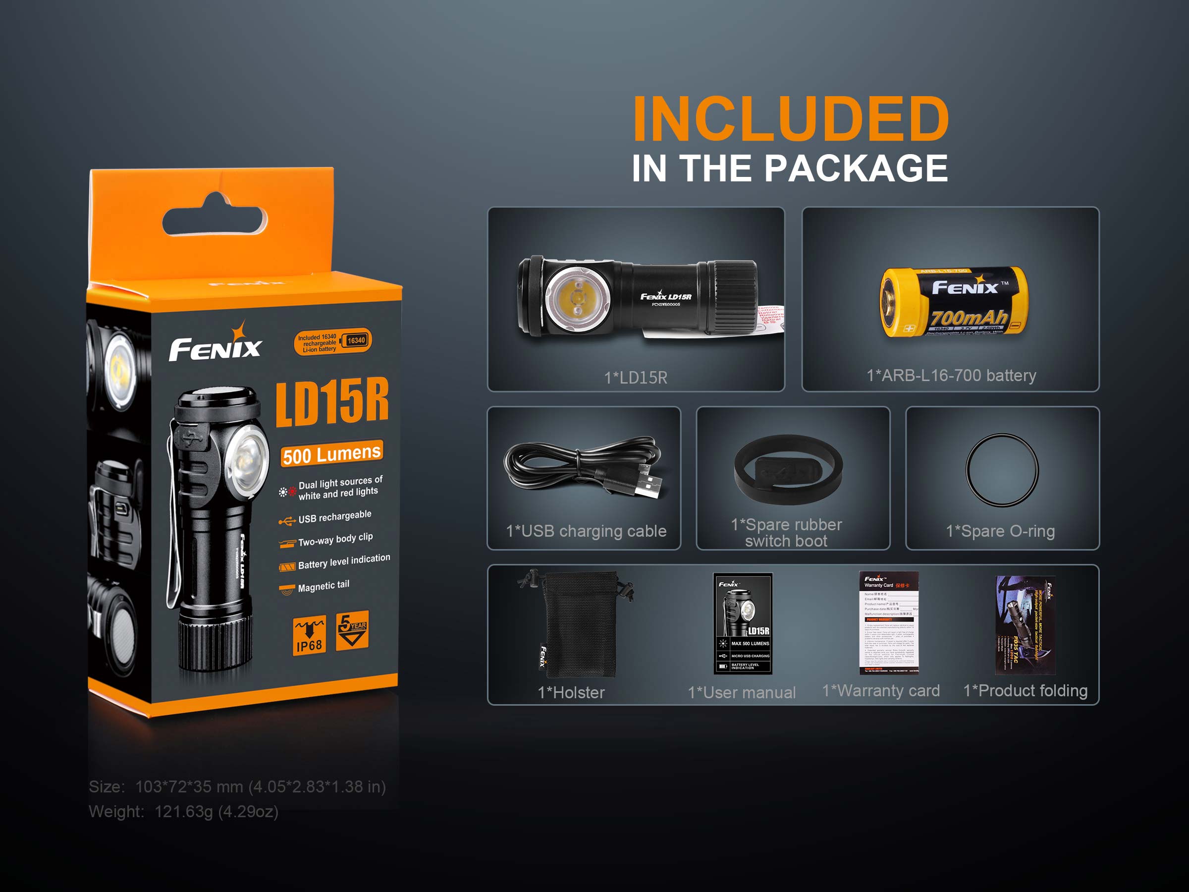 Fenix LD15R USB Rechargeable Right Angle Flashlight