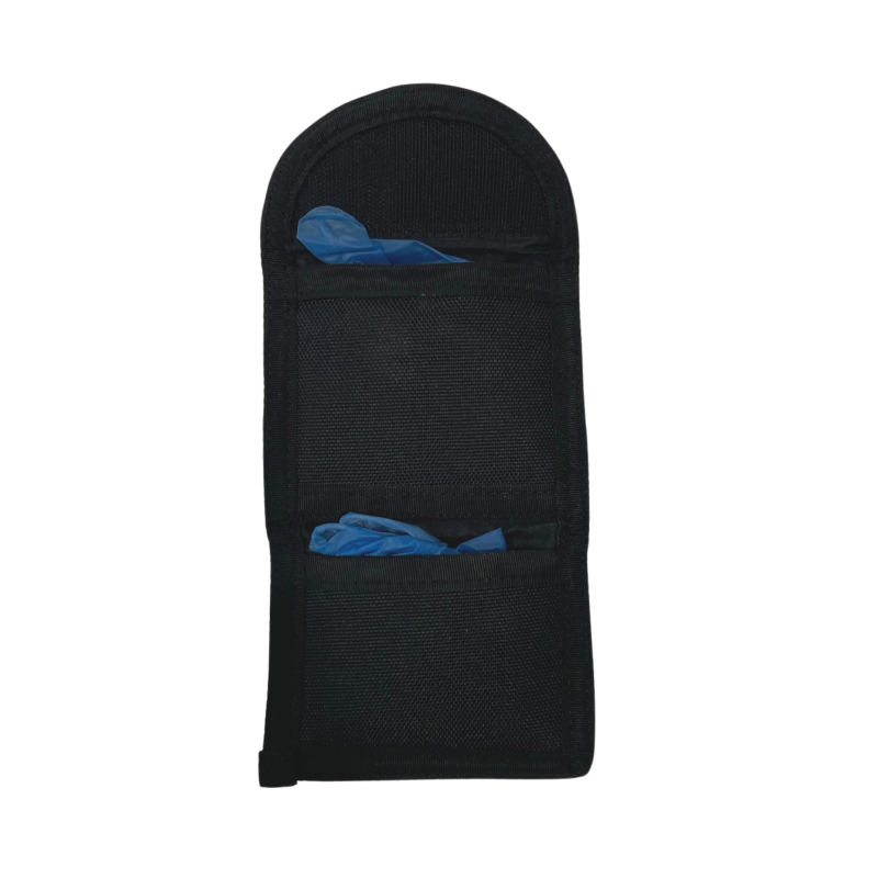 Guardian Duty Gear - Latex Glove Pouch Open with latex gloves inside (not included) only to visually demonstrate the pouches where the latex gloves go. 